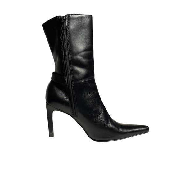 Steve Madden black leather stiletto heeled zip up boots size 7.5 - Picture 7 of 11